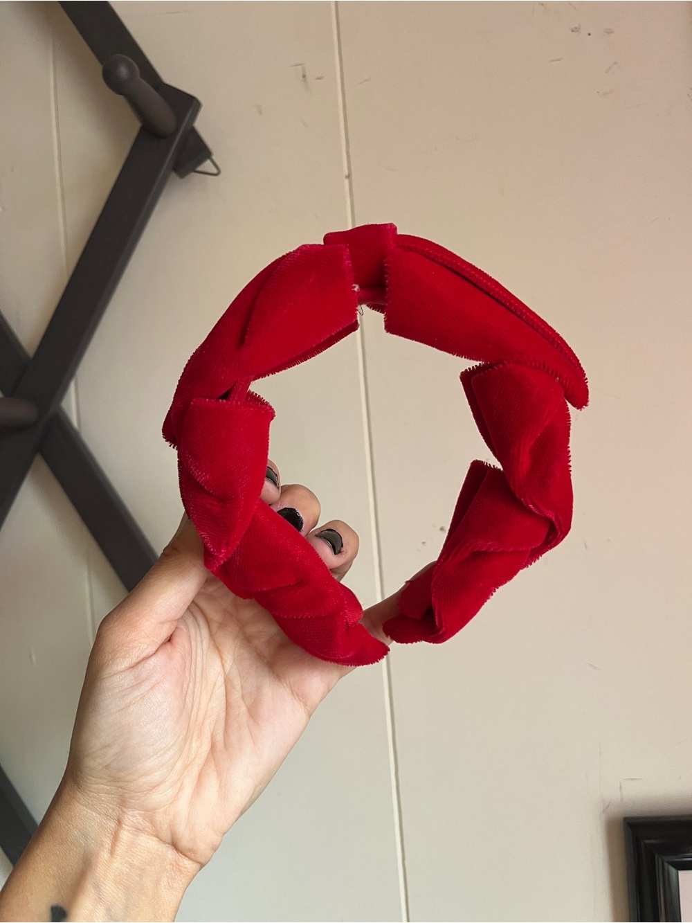 1960s Vintage Red Velvet Knotted Headband - Women Accessories